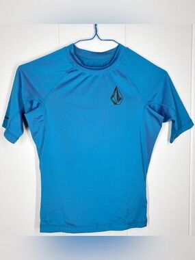 Volcom Kids Boys Swim Shirt Rash Guard Teal Blue Size Small